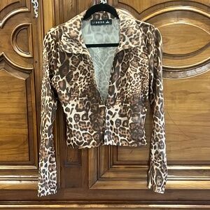 Lioness Leopard Print Long Sleeve Top Size Medium